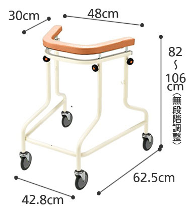 らくらくあるくくん ネスティング歩行器 Rkun-Sの寸法図