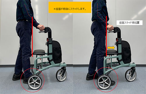 歩行車 コンフォート３輪 スライド座面タイプ (CZS-57A)の説明