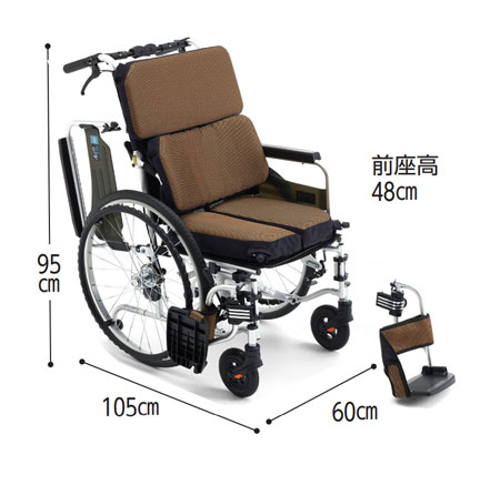 自走用車椅子 エアフィッツ・スタンダード22 AFS-22の説明のサイズ