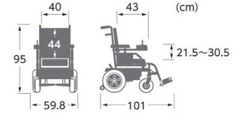 電動車いす EMC-260(最高速度4.5km/h仕様) サイズ